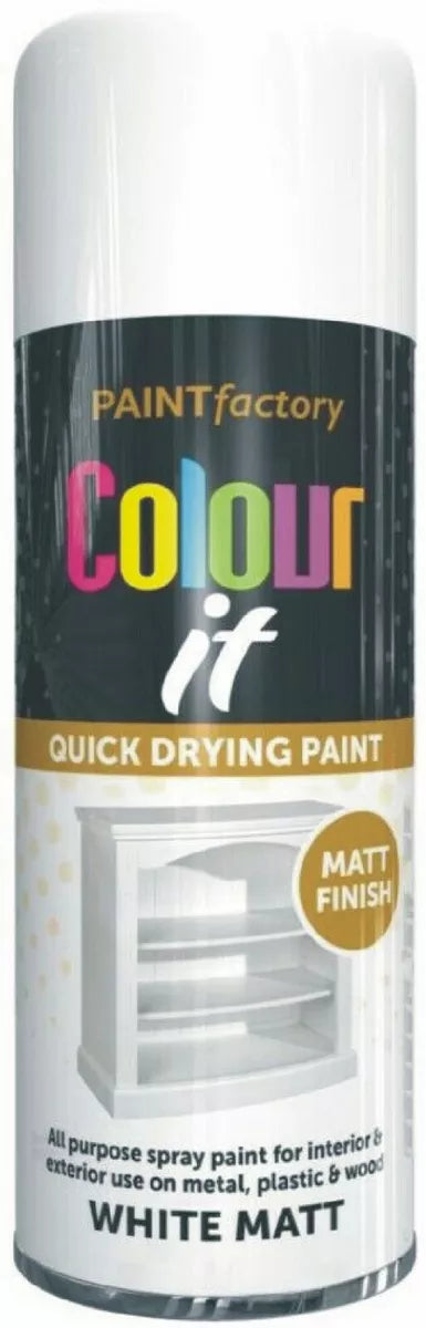 Paint Facttory Matt White Spray Paint Interior Exterior 400ml Paint Facttory Matt White Spray Paint Interior Exterior 400ml